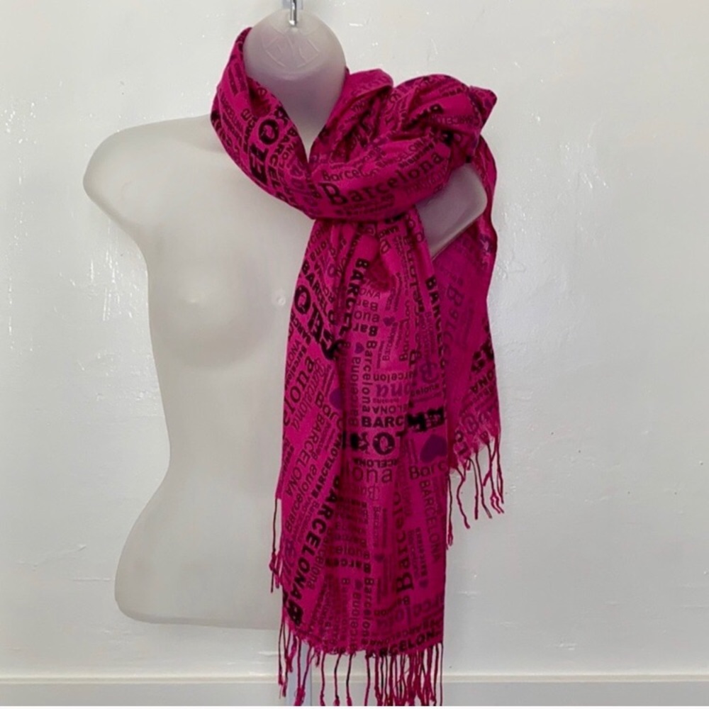 Vintage Black/Pink Women’s Barcelona Theme Scarf - Picture 2 of 6